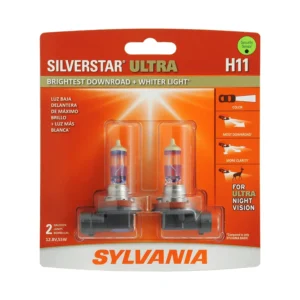 Sylvania H11 SilverStar ULTRA Halogen Headlight Bulb, 2 Pack, Compatible with Multiple Cars